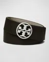 Tory Burch Miller Reversible 1.5" Logo Belt In Black