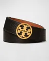 Tory Burch Miller 1.5-inch Reversible Logo Belt In Black