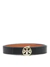 Tory Burch 1.5-inch Miller Smooth Leather Reversible Logo Belt In Black
