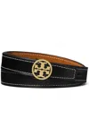 Tory Burch 1-inch Miller Reversible Leather Belt In Black
