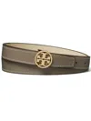 Tory Burch 1-inch Miller Reversible Leather Belt In Grey