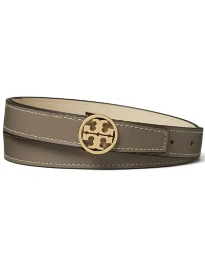 Tory Burch Miller Reversible Belt In Grey