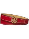 Tory Burch Miller Reversible Smooth Leather Belt In Red