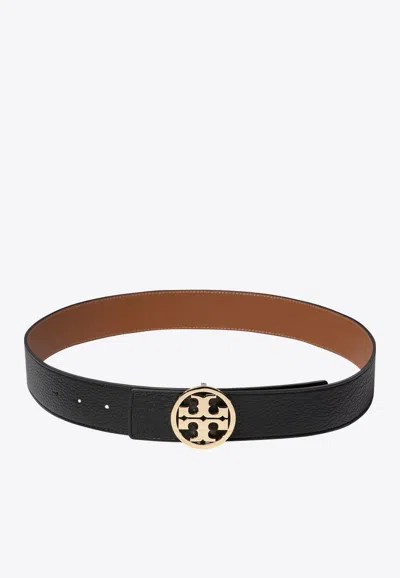 Tory Burch Miller Reversible Leather Belt In Black