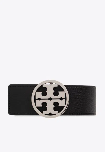 Tory Burch Miller Reversible Leather Belt In Black