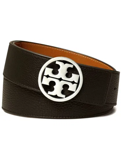 Tory Burch Reversible Miller Leather Belt In Black Cuoio