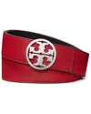 Tory Burch Miller 1-inch Reversible Logo Belt In Red