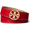 Tory Burch Miller Reversible Logo Belt In Tory Red/ Ginger/ Gold