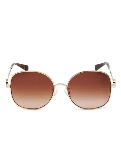 Tory Burch Miller Round-frame Sunglasses In Brown
