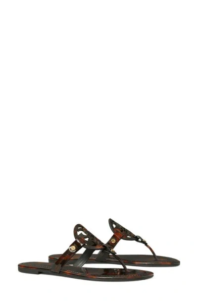 Tory Burch Miller Tortoise-print Leather Sandals In Brown