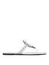 Tory Burch Miller Eyelet T-strap Flat Sandals In White