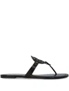 Tory Burch Miller Leather Flats Sandals In Black
