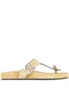 Tory Burch Thong Sandals Suede Flat Sole In Gold