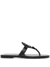 Tory Burch Miller Pave Logo Thong Sandals In Black
