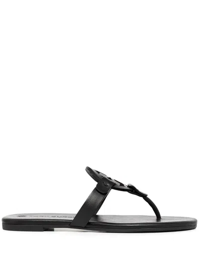 Tory Burch Miller Pave Logo Thong Sandals In Black