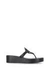 Tory Burch Black Miller Wedge Sandals In Black