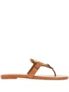 Tory Burch Miller Soft Leather Thong Sandals In Braun