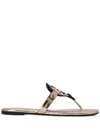 Tory Burch Miller Beige Leather Flip-flops In Gold