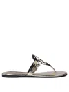 Tory Burch Miller Beige Leather Flip-flops In Gold