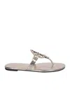 Tory Burch Flip Flops Miller Leather Gold In Metallic