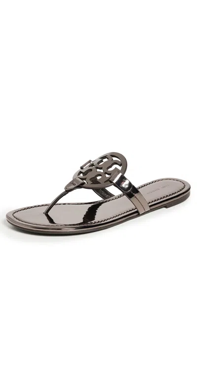 Tory Burch Miller Sandals Shiny Dark Grey