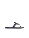 Tory Burch Miller Leather Flats Sandals In Black