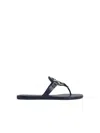 Tory Burch Miller Leather Flats Sandals In Black