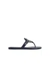 Tory Burch Leather Miller Sandals Flat Sole Open Toe In Brown