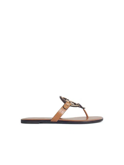 Tory Burch 'miller' Sandals With 'pavé' In Brown Lear