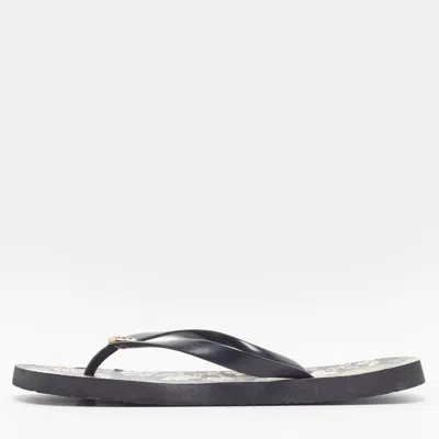 Pre-owned Tory Burch Miller Size 40 Black Jelly Thong Flip Flops