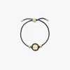 Tory Burch Miller Logo Medallion Slide Bracelet In Tory Gold/black/black