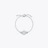 Tory Burch Miller Slider Bracelet In Tory Silver/light Blue