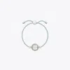 Tory Burch Miller Slider Bracelet In Tory Silver/mint/crystal