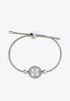 Tory Burch Miller Slider Leather Bracelet In Green