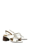 Tory Burch Miller Leather Logo Slingback Sandals In Cloud