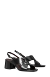 Tory Burch Miller Leather Logo Slingback Sandals In Perfect Black