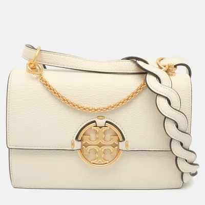 Pre-owned Tory Burch Miller Small White Leather Shoulder Bag