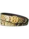 Tory Burch Miller Snakeskin Embossed Belt In Gold