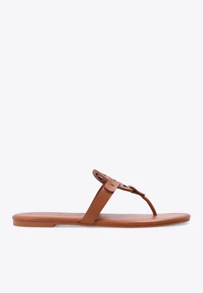 Tory Burch Miller Soft Leather Thong Sandals In Brown