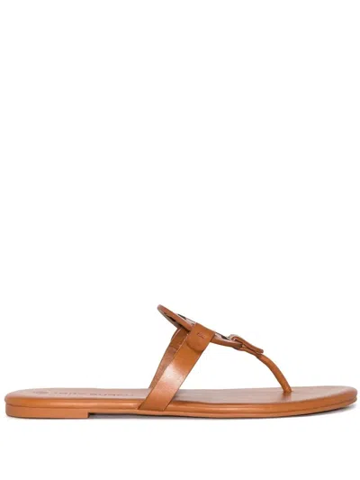 TORY BURCH MILLER SOFT LOGO LEATHER SANDALS
