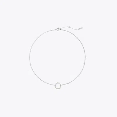 Tory Burch Miller Stud Circle Pendant In Metallic