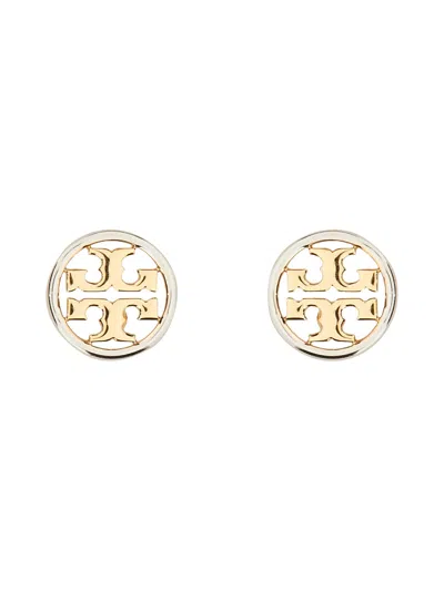 Tory Burch Miller Openwork-logo Earrings In Gold