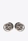 Tory Burch Miller Monogram Logo Stud Earrings In Silver