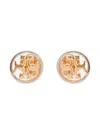 Tory Burch 'miller Stud' Earrings With Logo Detail In Brass Woman