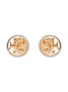 Tory Burch 'miller Stud' Earrings With Logo Detail In Brass Woman In Gold