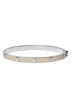 Tory Burch Miller Stud Enamel Hinge Bracelet In Tory Silver/sand