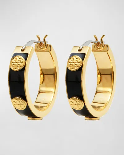 Tory Burch Miller Hoop Earrings In Black