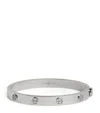 Tory Burch Silver Logo Bangle Bracelet In Silver