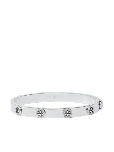 Tory Burch Icon Hinge Stud Bracelet In Silver