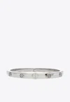 Tory Burch Miller Logo-charm Bangle Bracelet In Silver